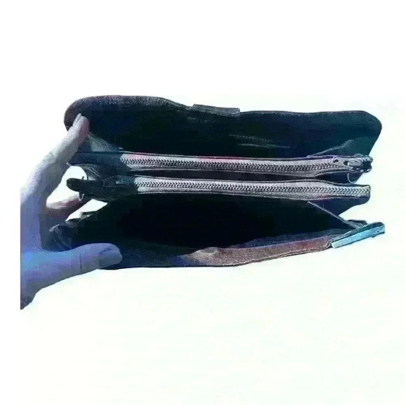 Vintage Brown Crocodile‎ Leather Envelope Handbag Clutch Crossbody Hand Strap - Picture 11 of 16